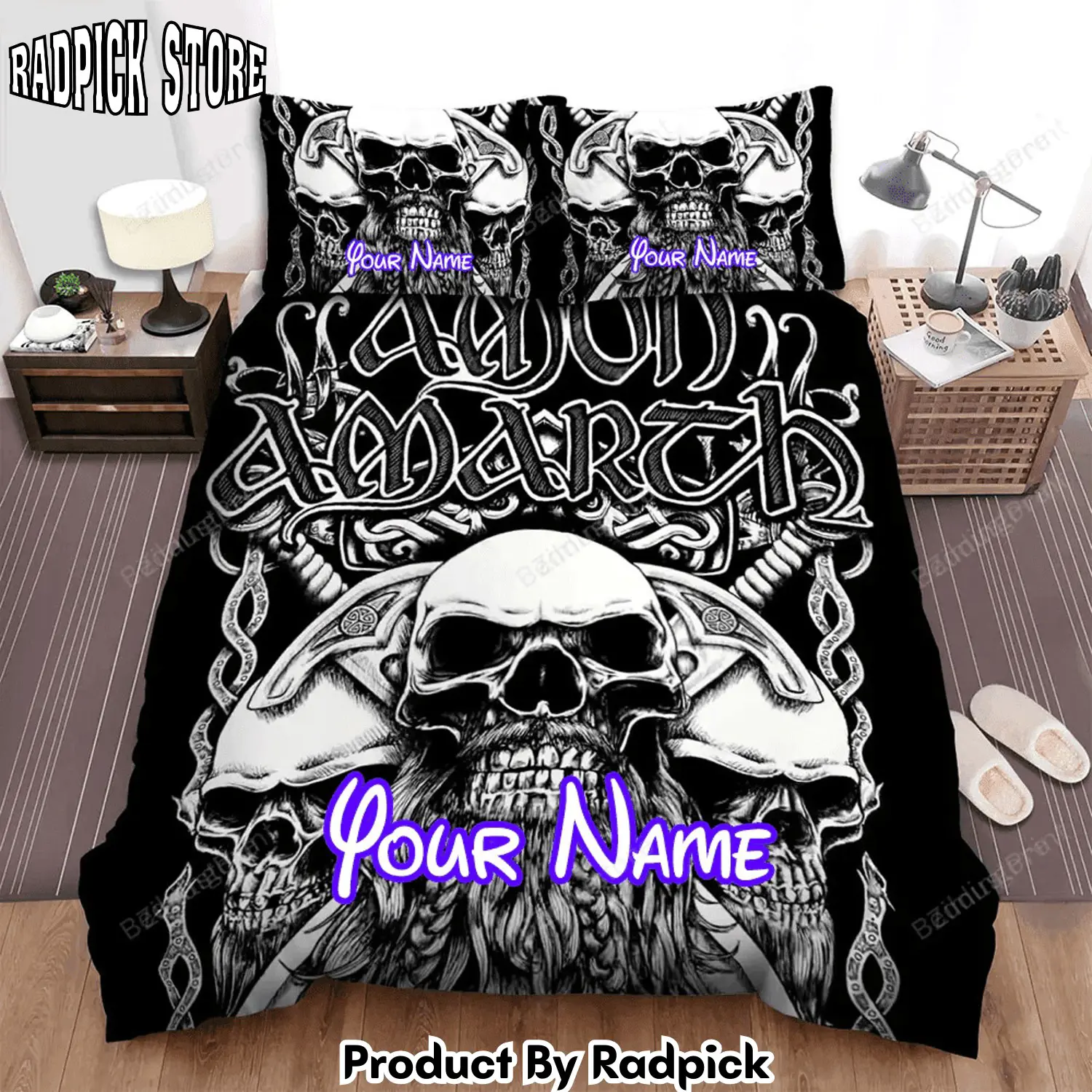 Radpick amon amarth band 3 skullcap bed sheets duvet cover personalized name bedding sets rp3278807